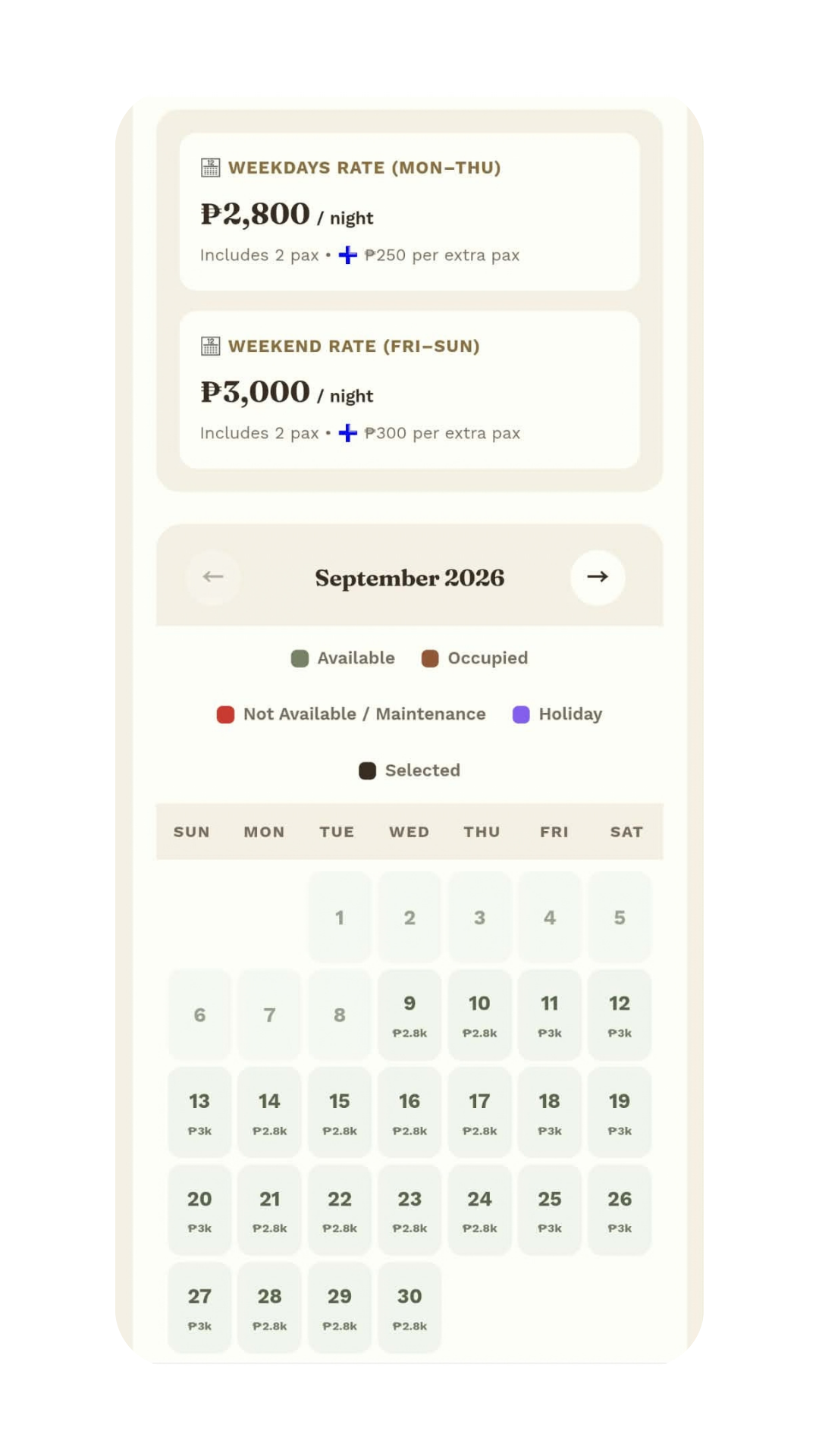 Booking Page